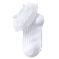 thumbnail image 4 of Povozer Toddler Girls Ruffle Lace Trim Cotton Socks Eyelet Frilly Dress Socks(White,7-9Y), 4 of 4
