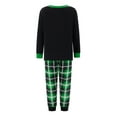 thumbnail image 5 of Qiylii Family Matching Christmas Pajama Set, Parent-Child Letter Print Long Sleeve Tops Plaid Elastic Waist Pants for Holiday Pjs Outfits Green, 5 of 10
