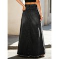 thumbnail image 4 of High Waist Women Casual A Line Long Denim Skirt with Pocket, 4 of 6