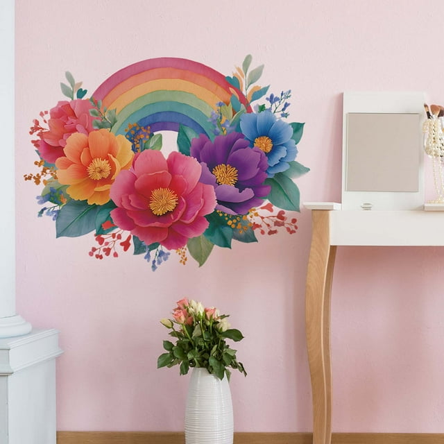 Pegatinas de pared para decoración de habitaciones, flores pintadas, dormitorio, sala de estar, embellecimiento del hogar, pegatinas de pared, decoración del aula, decoración del hogar, decoración de