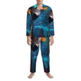 thumbnail image 3 of Naloa Modern Style Blue Parrot Men’s Pajamas Set - Long Sleeve Button Down Sleep Shirt and Pajama Bottoms Sleepwear Set-XX-Large, 3 of 7