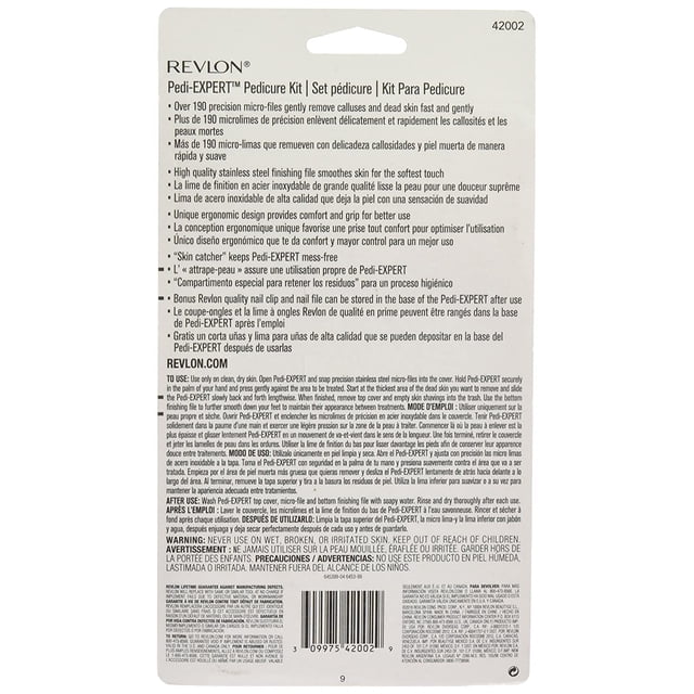 Revlon Pedi Expert, 3 pc Pedicure Kit incluye exfoliante de doble superficie de acero inoxidable, cortaúñas y lima de uñas Revlon REVLON