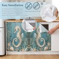 thumbnail image 5 of Coastal Seahorse Blue Green Cabinet Curtain 35"Wx35"L,Dustproof Under Sink Skirt W/ Self Adhesive Tape,Summer Ocean Starfish Coral Cabinet Curtain Cover for Kitchen Sink,Bathroom Vanity,Laundry Room, 5 of 9