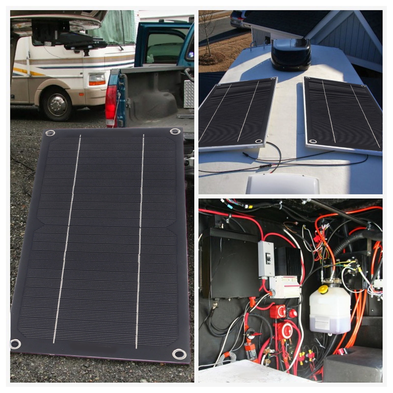 600W Solar Panel Kit, 12V 100A Solar Charge Controller Dual USB Outputs Portable Waterproof Solar Panel Set for Boat Camping Motorcycle Home Outdoor Lights RV Camera Generators, Black
