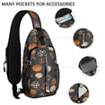 thumbnail image 2 of Sling Backpack,Patterned Pumpkins Halloween Pattern Crossbody Bag with Water Bottle Holder,Waterproof Sling Bag for Men/Women with Chest Phone Holder for Hiking,Travel, 2 of 6