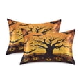 thumbnail image 2 of Dailycode Satin Pillow Case King Silk Pillow Cover for Hair and Skin Envelope Closure Spooky Tree Pumpkins Bats 20"x40", 2 of 9