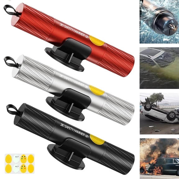 smosun Safehammer- Upgraded Safe Hammer Glass Breaker Under Water, Car Window Breaker Seatbelt Cutter Emergency Escape Tool for New Cars (3PCS)