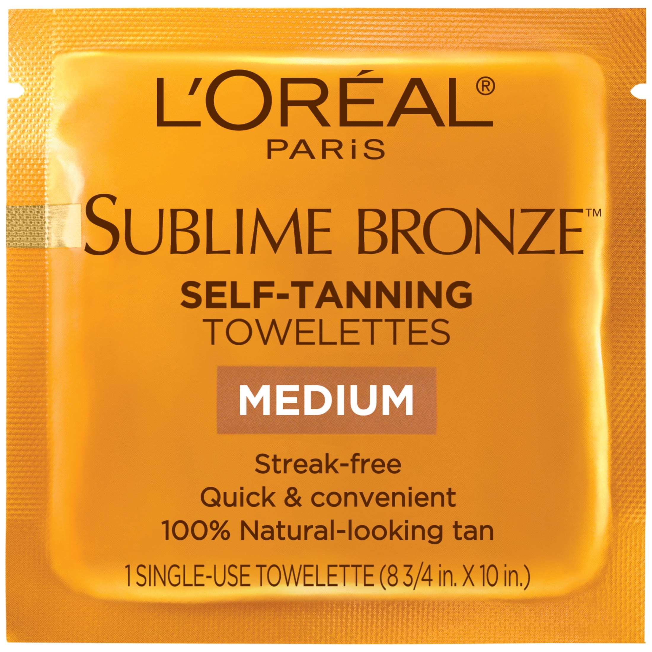 L'Oreal Paris Sublime Bronze Self-Tan Towelettes, Gradual Self Tanner, 6 Count Kit
