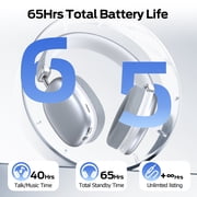 Bluetooth Headphones Over Ear, 65Hrs Playtime Wireless Headphones,Bass Boosted by 90%,Lightweight Headset with Deep Bass, Clear Call with 4 Noise Cancelling Mics,Low Latency for Travel Work Cellphone