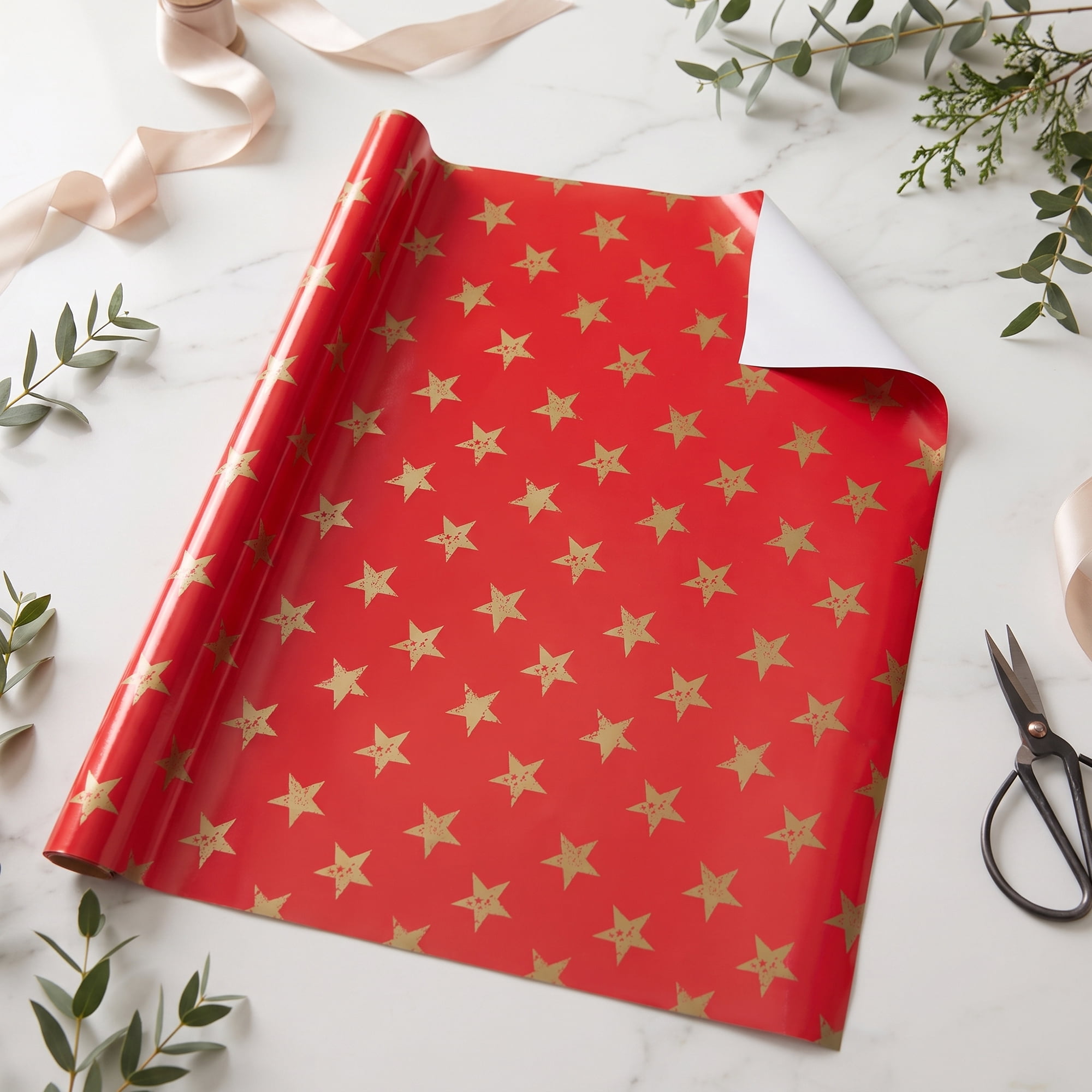 Unique Bargains Star Premium Gift Wrapping Paper Sheets for All Occasions Red 27.6"x 19.7"