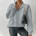 thumbnail image 2 of UAMVSH Womens Sweatshirts Trendy Fall 1/4 Zipper Lapel V-Neck Tops Clothes Casual Long Sleeve Business Work Dressy Pullover(Small,Gray), 2 of 6