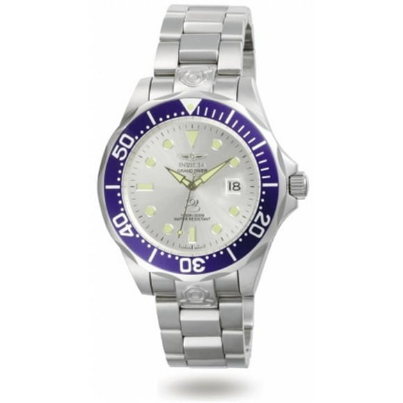 Invicta Gents Automatic Diver on a Stainless Steel Bracelet With a Silver Dial and Blue Bezel Watch