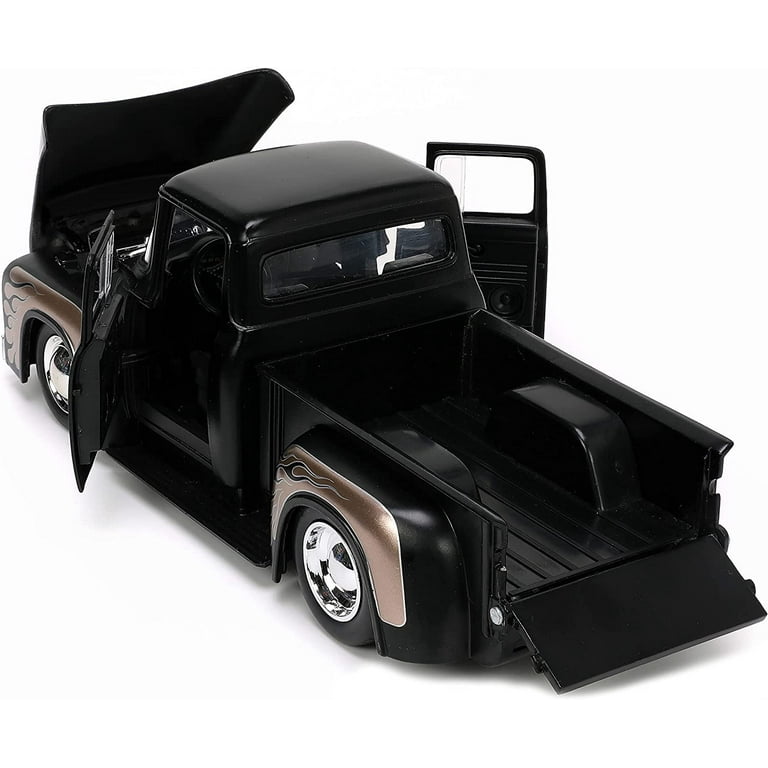 フォードピックアップトラック1956 F-100 マットブラックJADA1/24 JADA TOYS 1956 Ford F-100 Diecast Car Collectible, 1/24