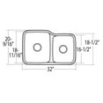 thumbnail image 3 of Moen 1800 Series 31-57/64X20-11/16 Stainless Steel 18 Gauge Double Bowl Sink, 3 of 3