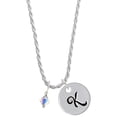 thumbnail image 1 of Delight Jewelry Clear AB Crystal Bicone Silvertone Script Initial Disc - K - Charm Necklace, 20"+3", 1 of 4