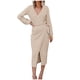 thumbnail image 1 of Vestidos Para Mujer Vestidos de Otoño de Moda Casuales Glúteos Cuello en V Sólido Vendaje Largo Leeve Vestido Odeerbi  ODB131489, 1 of 9