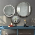 thumbnail image 2 of 17" Wood Gear Shape Wall Mirrors Decorative,Round Bathroom Mirror with Jagged Edges,Metal Structure Makeup Mirror for Bathroom,Living Room,Entryway,Black Brown, 2 of 7