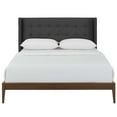 thumbnail image 5 of Contemporary Modern Urban Designer Bedroom Queen Size Platform Bed Frame, Fabric, Grey Gray, 5 of 6