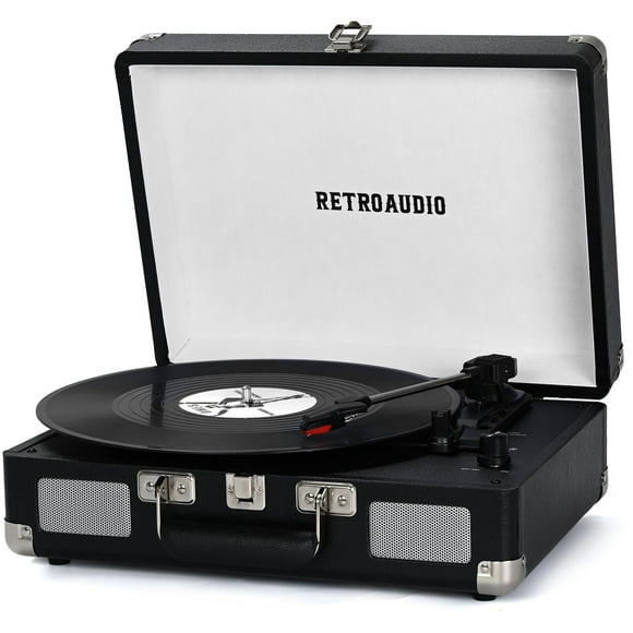 Reproductor de discos de vinilo RetroAudio Maleta Bluetooth de 3 velocidades