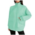 thumbnail image 2 of Antinious Plus Size Jackets for Women Trendy Solid Long Sleeve Lapel Zipper Jacket with Pockets,Trench Coat Women,Fall Coats,Green,XL, 2 of 4