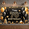 thumbnail image 5 of Golden Glitter 70th Birthday Banner Black Gold Display Royal Crown Balloon Decor Golden Anniversary Backdrop for 70th Birthday Party Senior Anniversary Family Gathering, 5 of 9