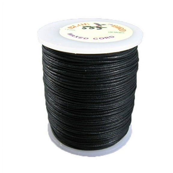 New Blue Bird Waxed Braided Cotton Cord 6 Colors - Leathercraft Macrame Crafting (Black, 1mm)