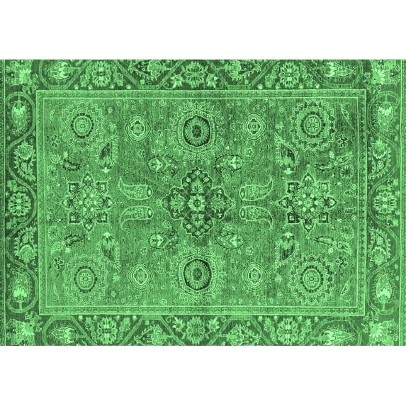 Ahgly Company Indoor Rectangle Oriental Emerald Green Traditional Area Rugs, 2' x 3'