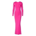 thumbnail image 4 of Mialoley Women Long Bodycon Dress Solid Color Deep V-Neck Ruched Long Sleeve Dress Spring Fall Evening Party Dress, 4 of 9