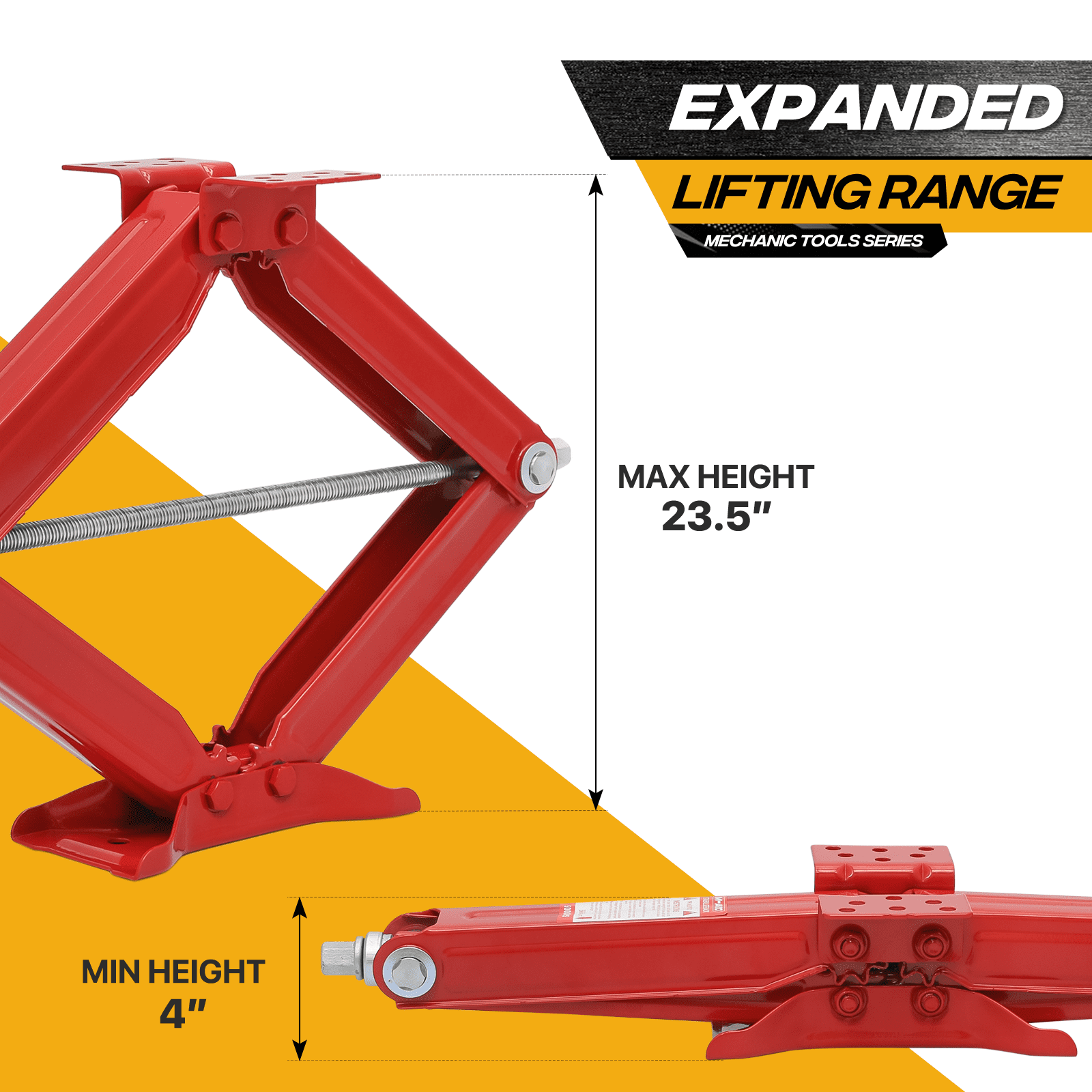 Magshion Set of 2 Heavy Duty Scissor Jack, 2.5 Ton 5000lbs Car Jack Tire Repair Tools Kit, RV Trailer Stabilizer Leveling Scissor Jacks with Handle, Red