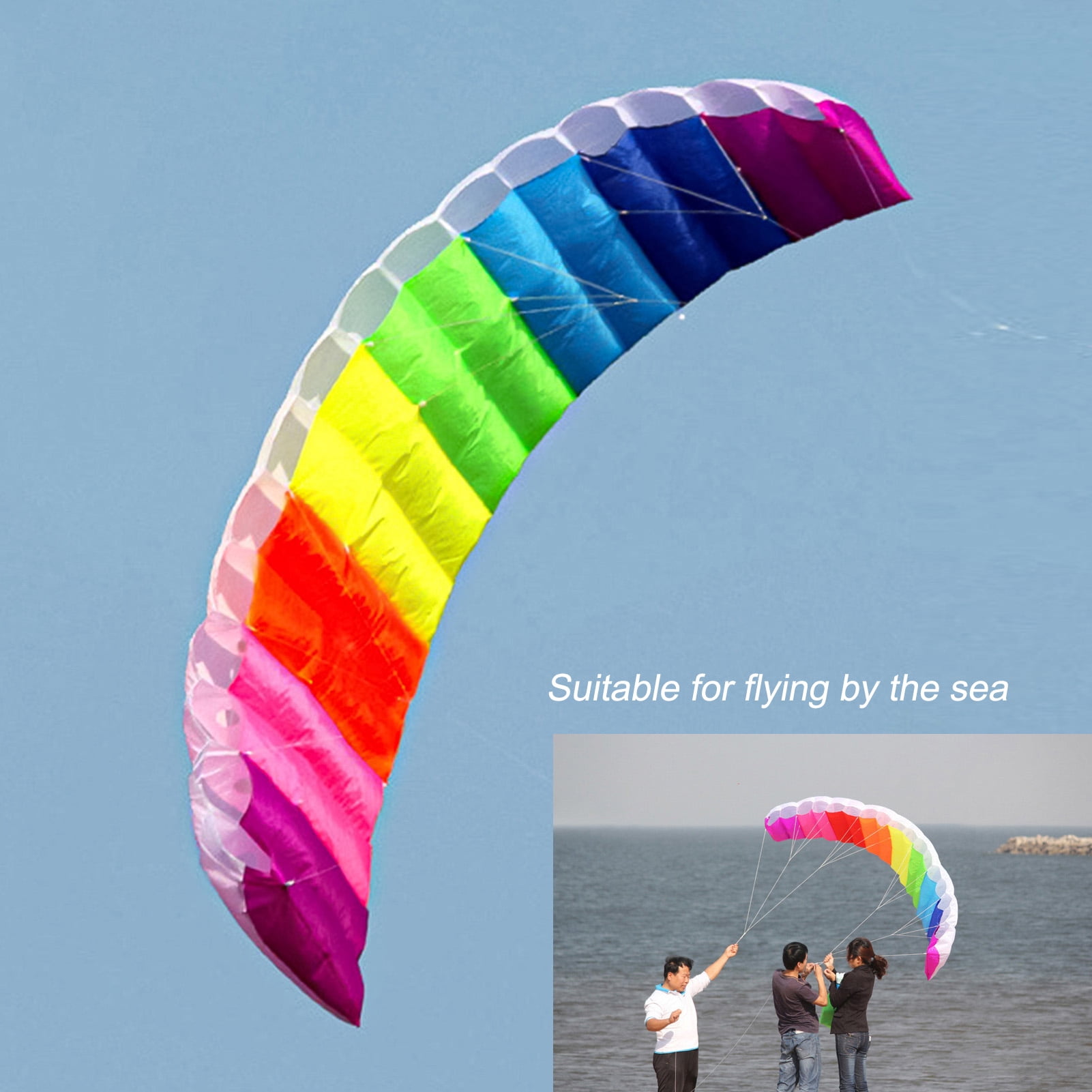 HQ Kites Beach and Fun Calypso II Radical- Beginner Stunt Kite - 43 Inch  Dual - Line Sport Kite, Color: Rainbow - Active Outdoor Fun for Ages 8  Years