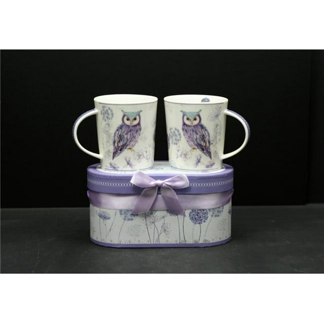 ACE AC-R2014 Set of 2 New Bone China Mugs In A Gift Box, Owl, 350ml