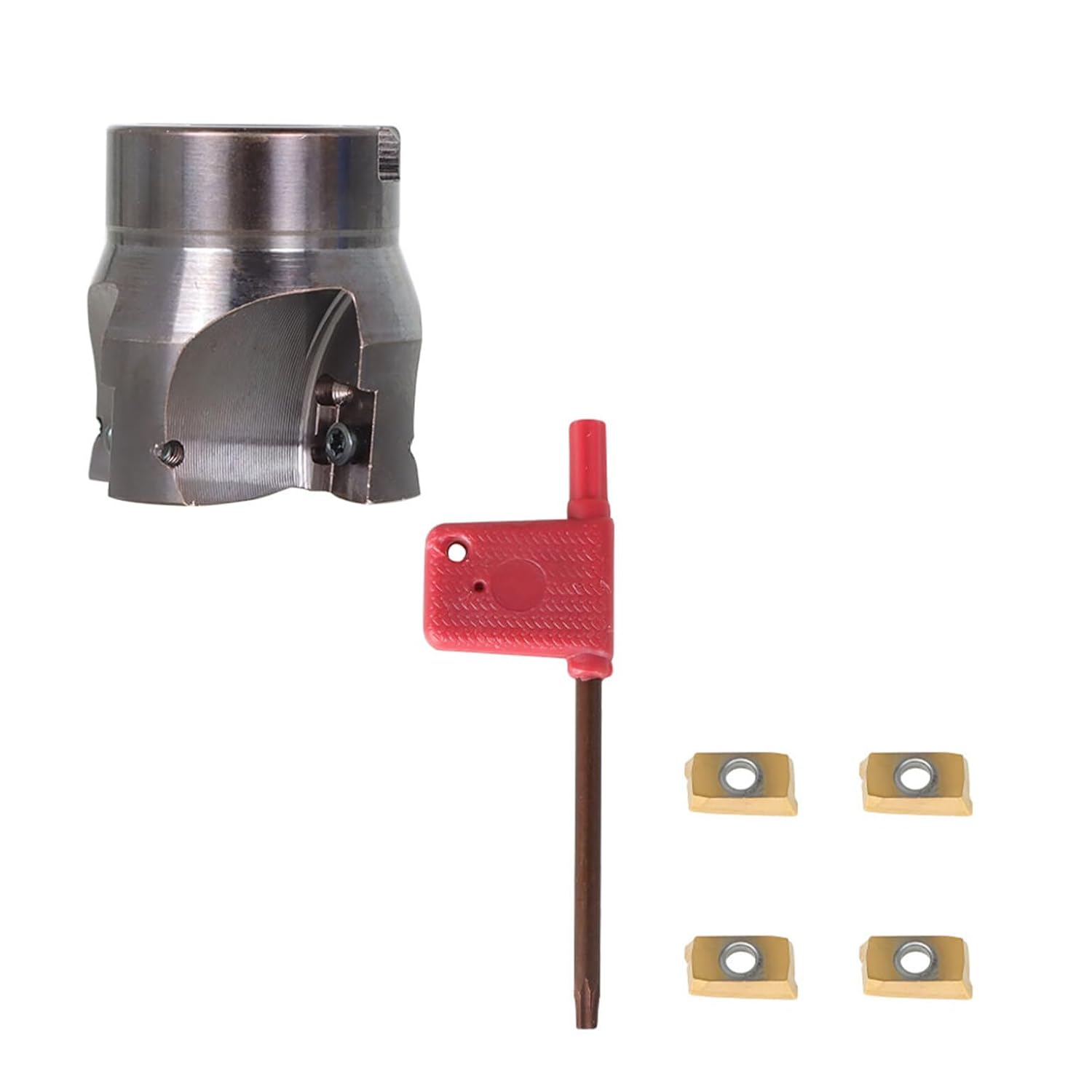 Handdo R8 FMB22 Shank Mill Arbor and 400R 50MM CNC End Milling with 4PCS APMT1604 Inserts and T15 Wrench