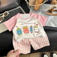thumbnail image 2 of Toddler Boy Summer Clothes Cartoon Prints Short Sleeve T Shirt Tops Shorts Cotton Outfit Kids 2Pcs Set 6-12 Months 12-24 Months 2t 3t 4t 5t 6t 7t 8t 9t Children 6-12 Months, 2 of 6