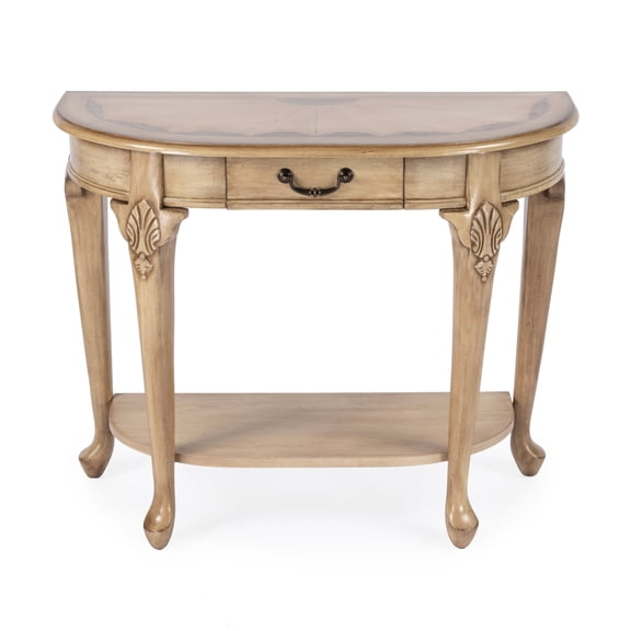 Butler Specialty Kimball 36" Demilune Wood Console Table In Antique Beige