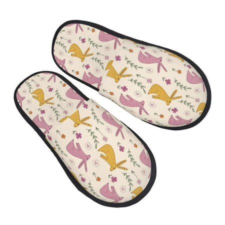 

House Slippers for Women Men - Sassy Funny Rabbit Flower Soft House Shoes Fuzzy Slippers Lightweight Slip-On Cozy House Slippers for Woman Indoor Outdoor