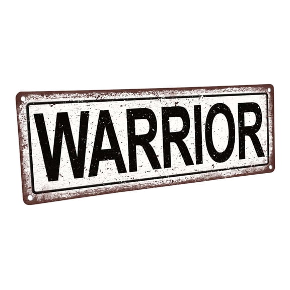 Warrior 4"x12" Metal Sign, Wall Décor for Home and Office