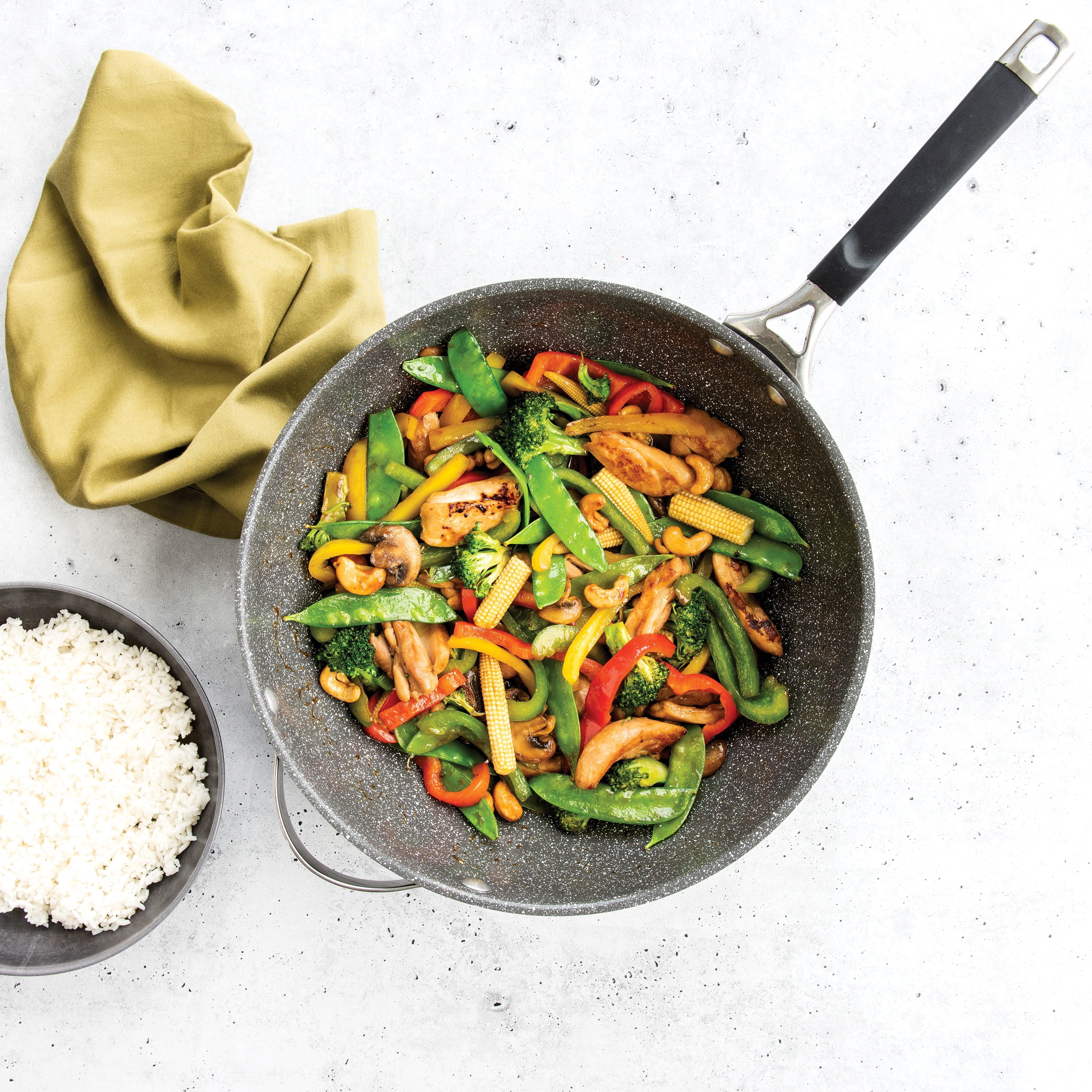 Nordic Ware 12" Verde Ceramic Coated Wok, Gray with Speckle