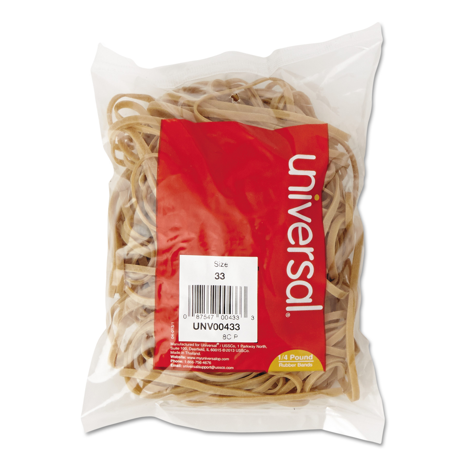 Universal Rubber Bands, Size 33, 31/2 x 1/8, 160 Bands/1/4lb Pack