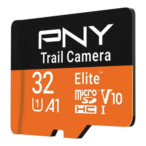 PNY 32GB Elite Class 10 U1 V10 A1 microSDHC Trail Camera Flash Memory Card – Read Up to 100MB/s, UHS-I, HD Photo & Video, Outdoor Camera, Tactile Use, Wildlife Enthusiasts (Packaging May Vary)