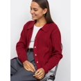 thumbnail image 6 of Women Lapel Collar Sweater Button Up Open Front Fall Knit Jackets Cute Long Sleeve Button Down Cardigan Wine Red S, 6 of 7