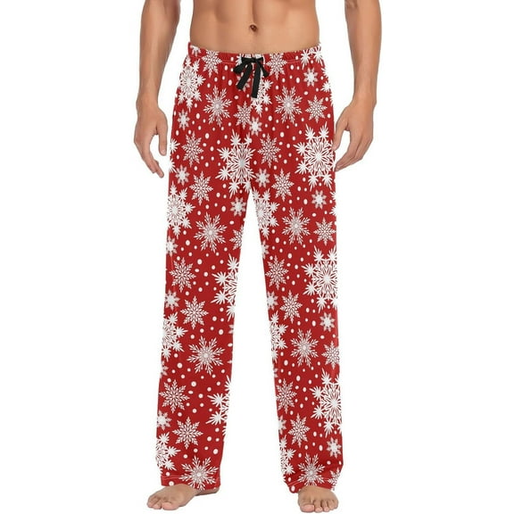 GZHJMY Men's Pajama Pants - Gemometric Snowflake, Loose Thin PJs Lounge Sleep Bottoms with Pockets Drawstring, Pajama Bottoms for Home and Rest, Large