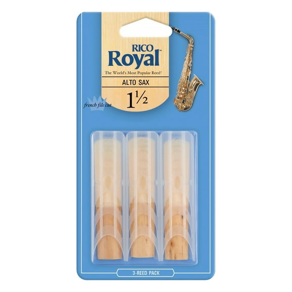 Rico Royal Alto Saxophone Reeds, Strength 1.5, 3-pack