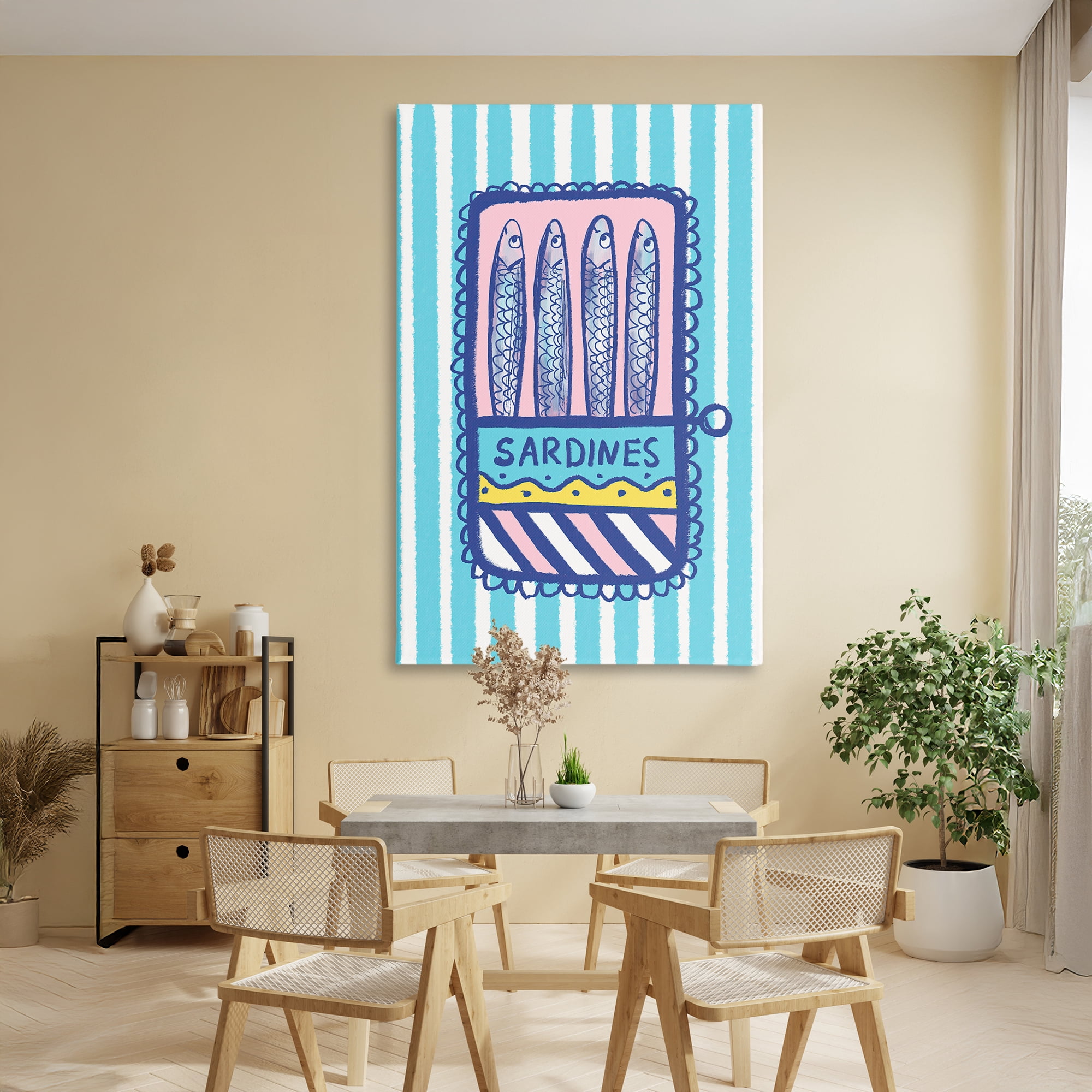 Stupell Industries Pastel & Stripes Sardines Canvas Wall Art, design by Florentina Dolci