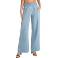 thumbnail image 1 of Pantalones casuales rectos para mujer: bolsillos laterales, para todas las estaciones, poliéster, color liso básico, tallas S-XXL, 1 of 5
