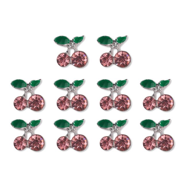 Manicure Decor 10Pcs DIY Non-falling Delicate Sweet Cherry Decoration Nails Art Rhinestone