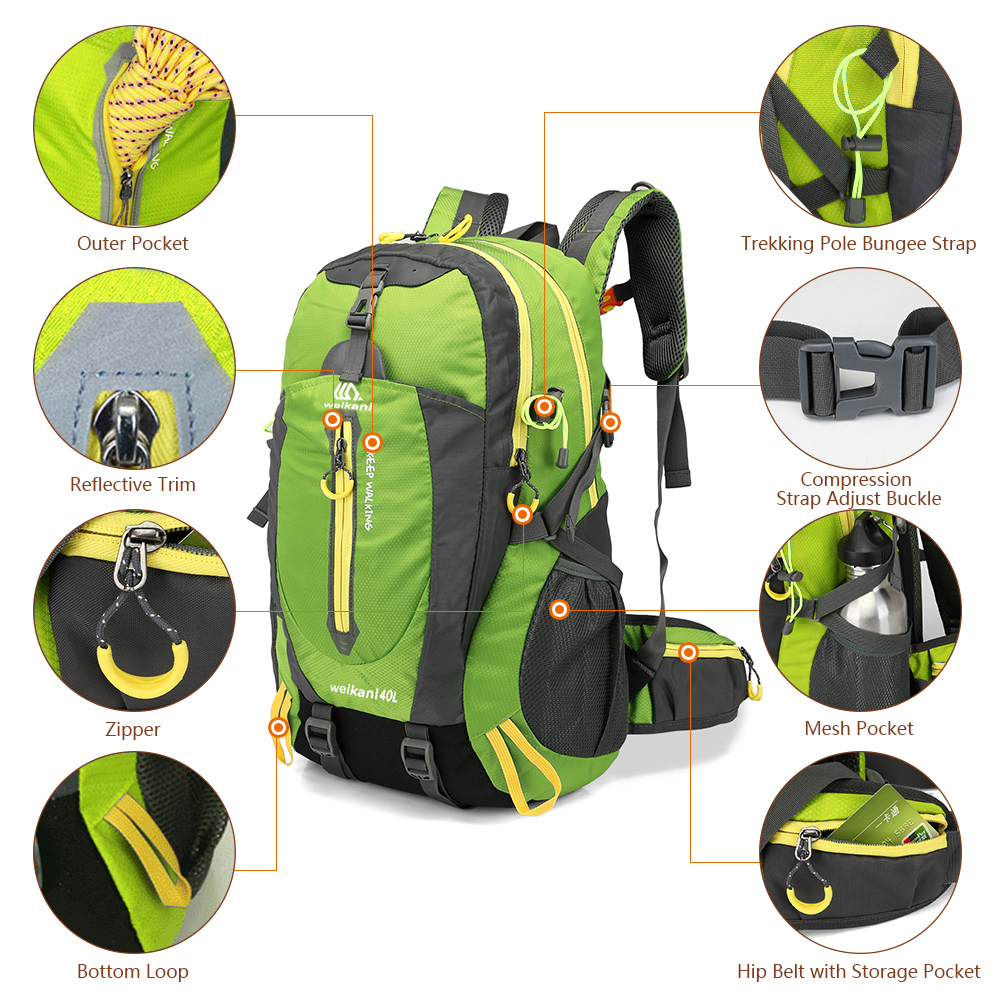 Hwjianfeng 40L Resistant Travel Camp Hike Laptop Daypack Trekking Climb Back Bags For Men Women - image 5 of 7