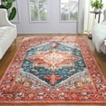 thumbnail image 7 of TWINNIS Boho Area Rug Soft Indoor Living Room Carpet,Red Bohemian Rug for Bedroom,4'x6'Non-Slip Washable Decorative Rug, 7 of 7