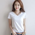 thumbnail image 5 of Women Spring Summer Cotton T-shirt Short Sleeve Female Tee Slim T-Shirt Casual, 5 of 10