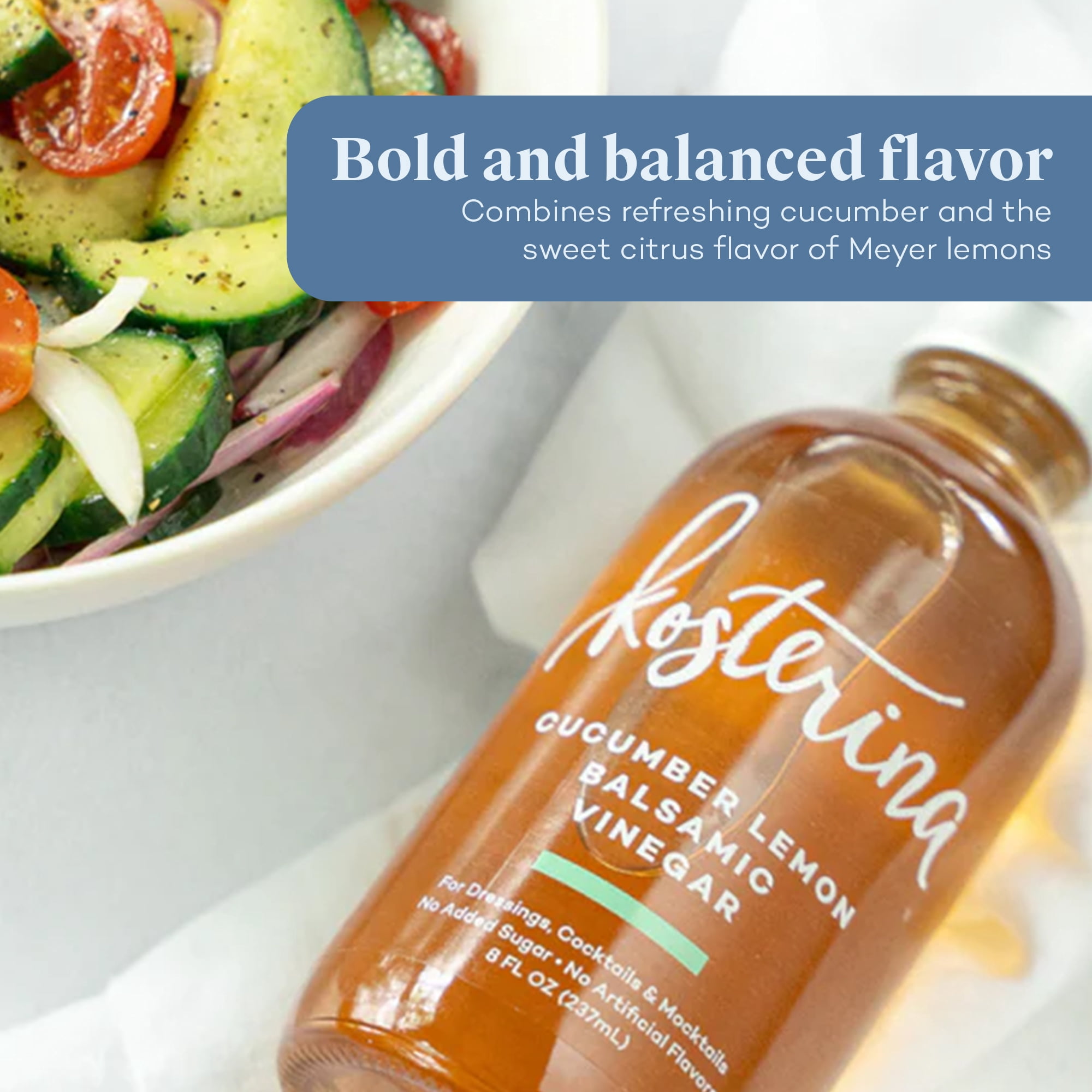 (6 pack) Kosterina Cucumber Lemon Balsamic Vinegar, 8 fl oz