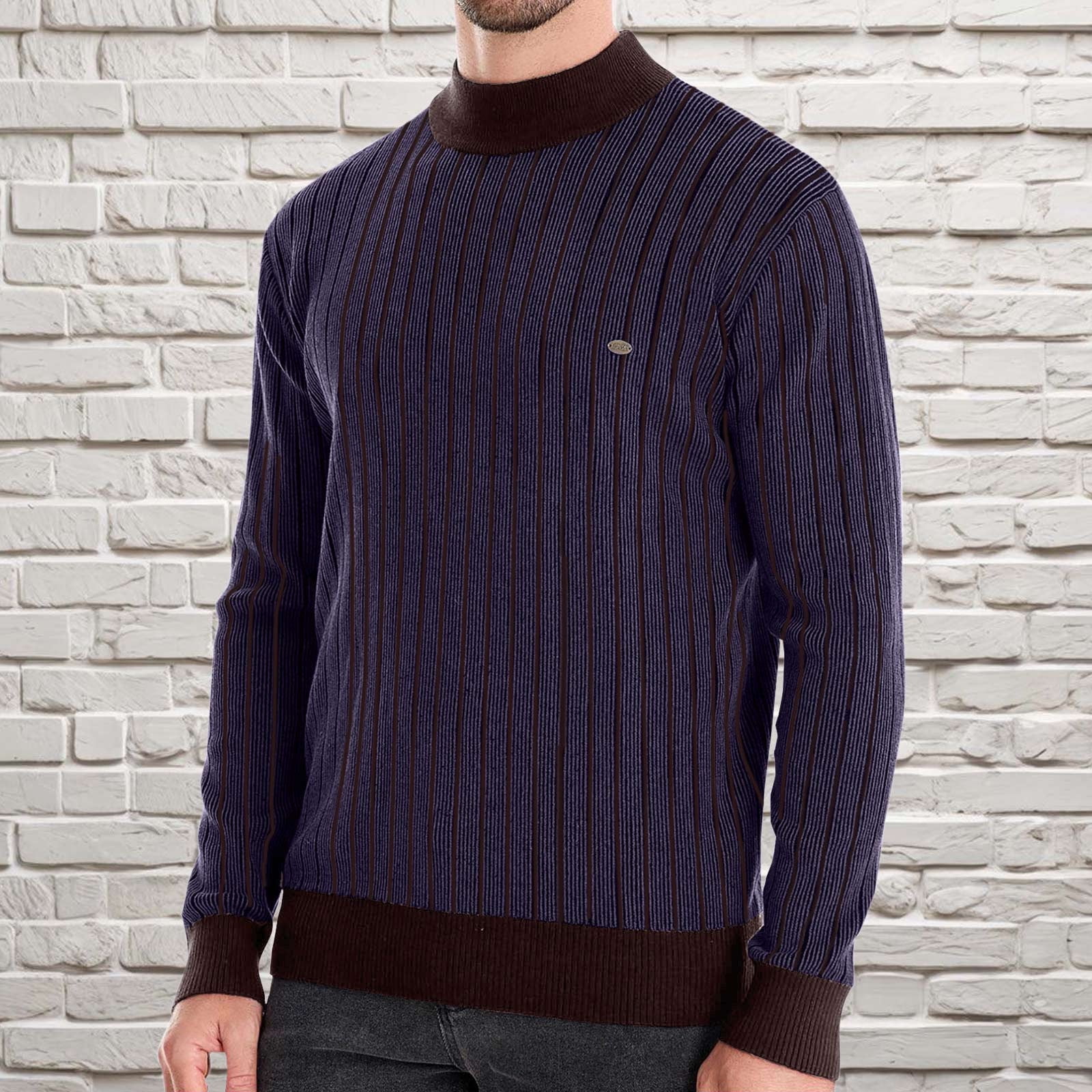Styesk Pull Homme Manches Longues Col Montant Pull Décontracté